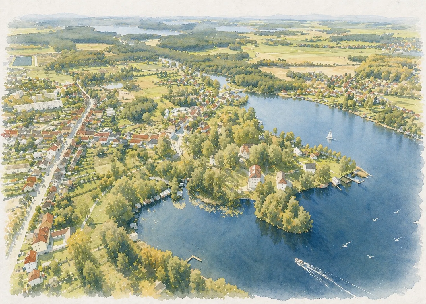 Luftaufnahme der Mecklenburgischen Seenplatte bei Mirow